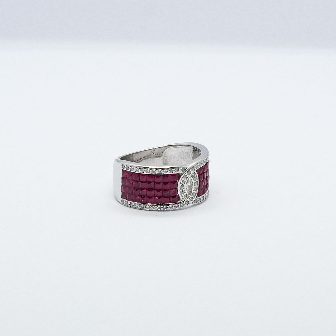 Exclusive 925 Imported Streling Silver Magenta Colour Ring