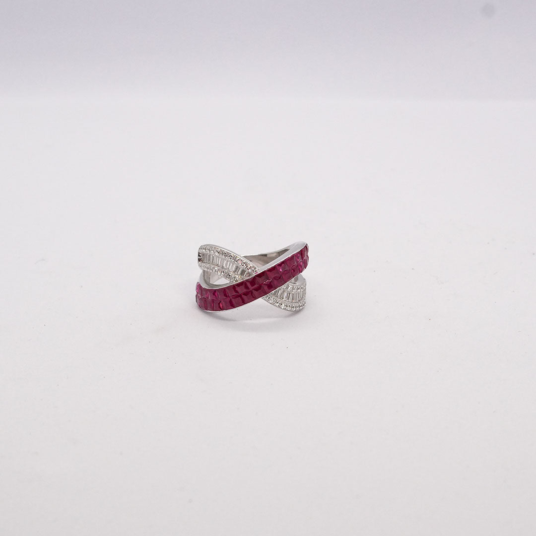 Exclusive 925 Imported Streling Silver Magenta Colour Ring