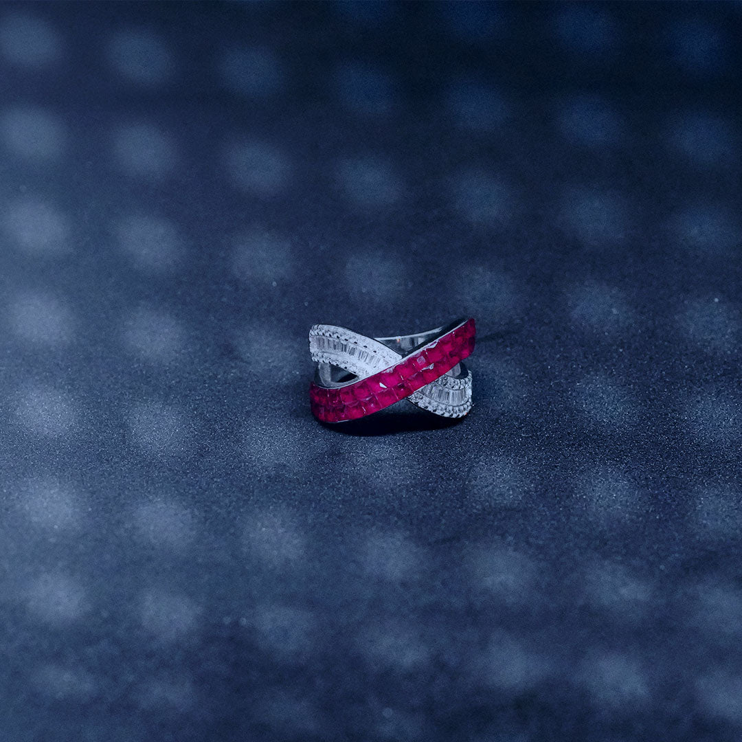 Exclusive 925 Imported Streling Silver Magenta Colour Ring