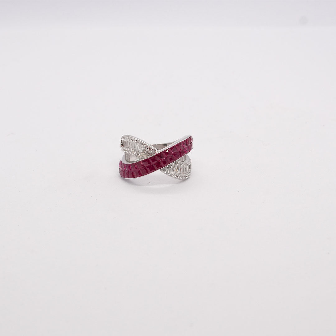 Exclusive 925 Imported Streling Silver Magenta Colour Ring