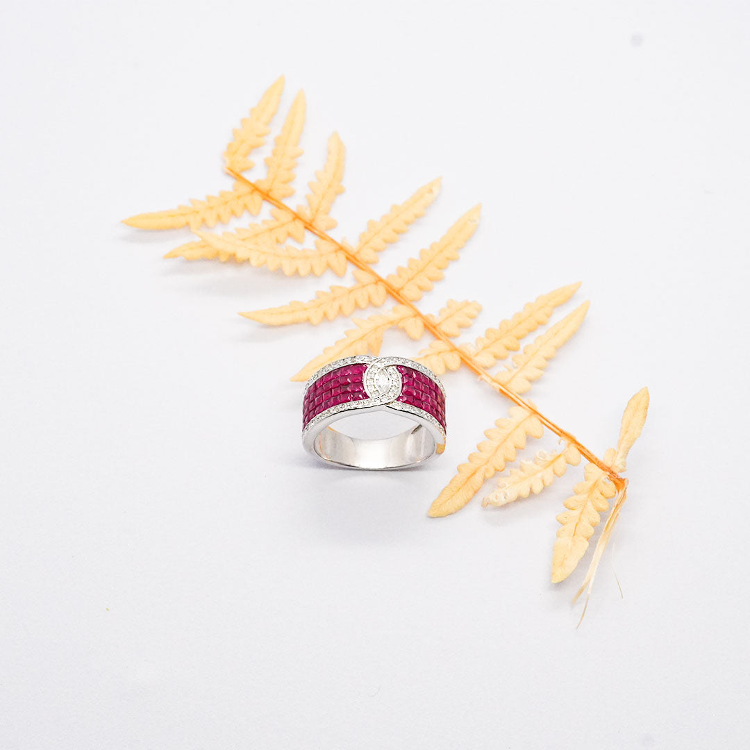 Exclusive 925 Imported Streling Silver Magenta Colour Ring